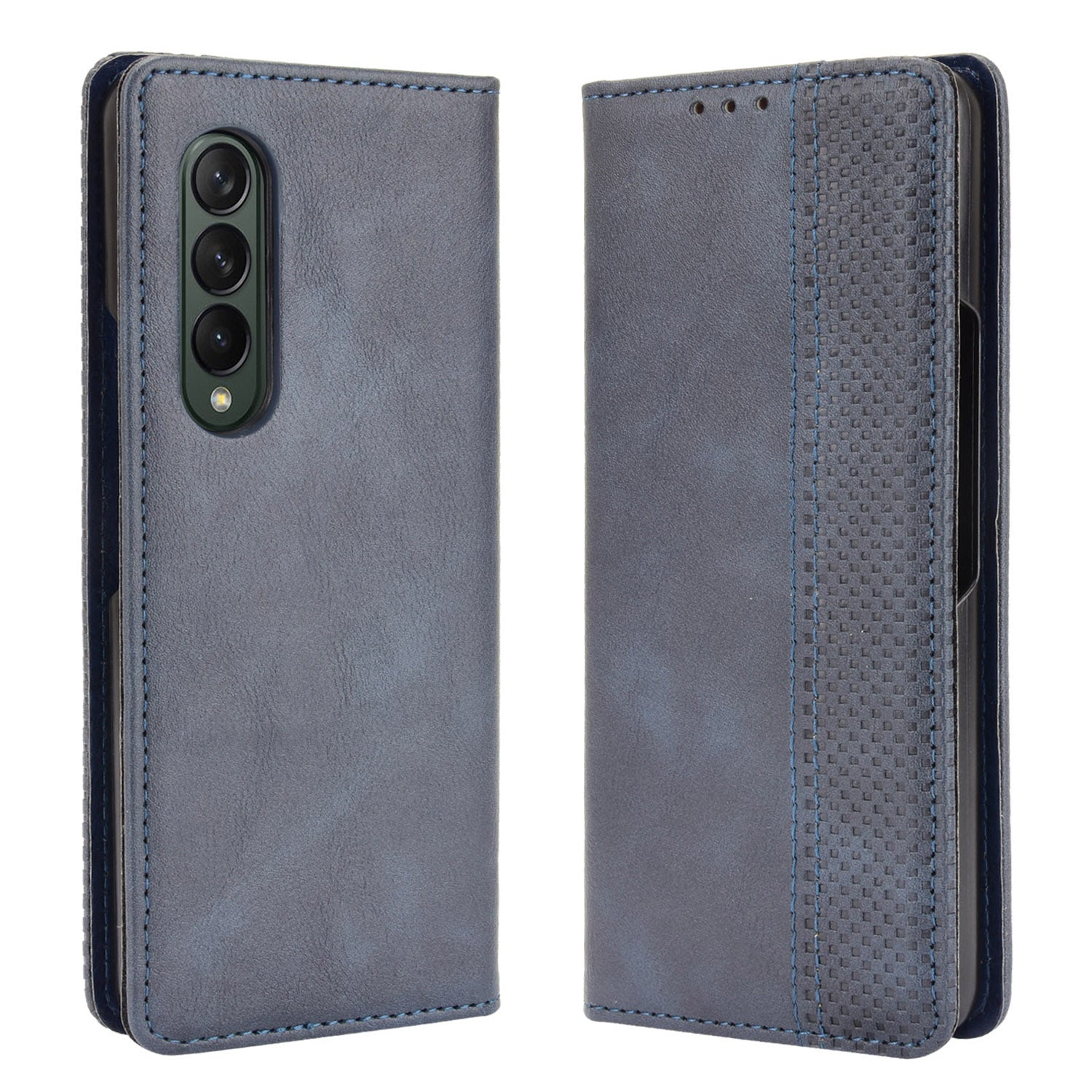 Folio Flip Auto-absorbed Retro Leather Wallet Phone Case for Samsung Galaxy Z Fold3 5G