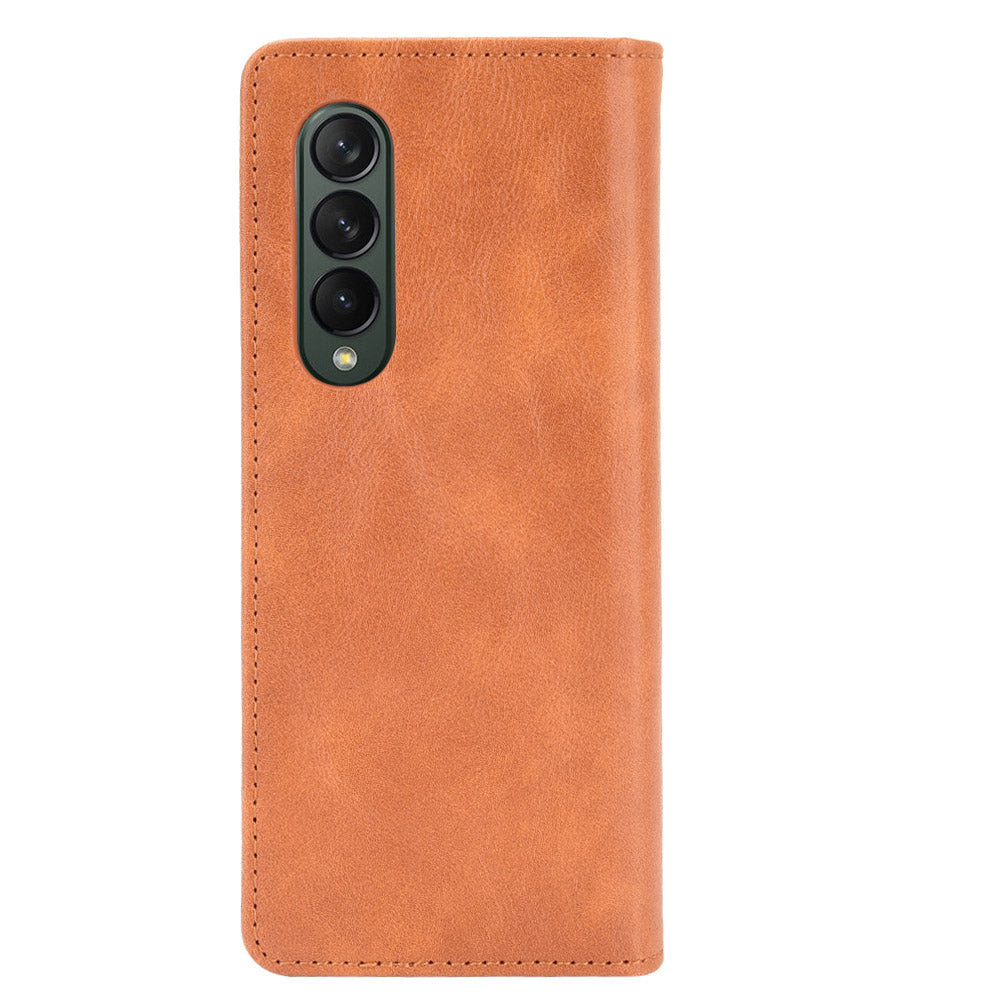 Folio Flip Auto-absorbed Retro Leather Wallet Phone Case for Samsung Galaxy Z Fold3 5G