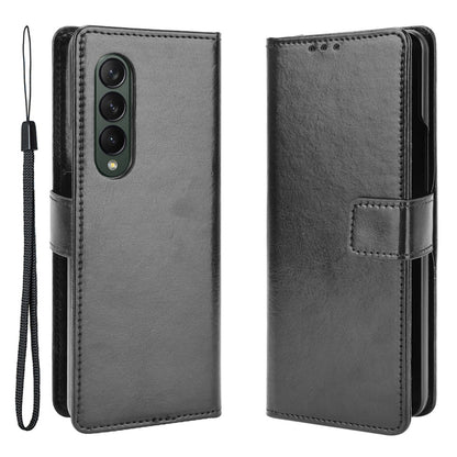 Crazy Horse Texture Leather Wallet Stand Phone Protective Case Cover with Hand Strap for Samsung Galaxy Z Fold3 5G