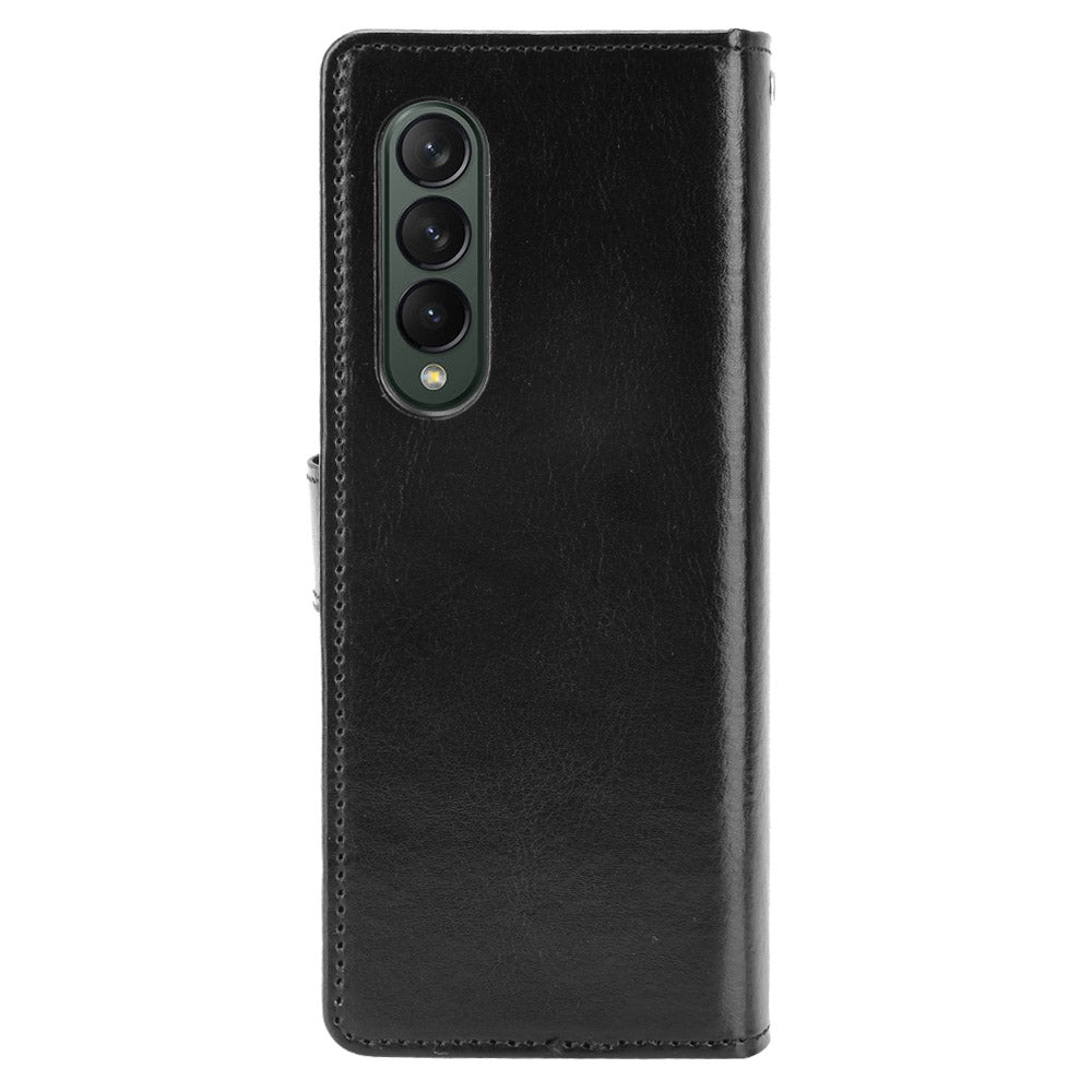 Crazy Horse Texture Leather Wallet Stand Phone Protective Case Cover with Hand Strap for Samsung Galaxy Z Fold3 5G