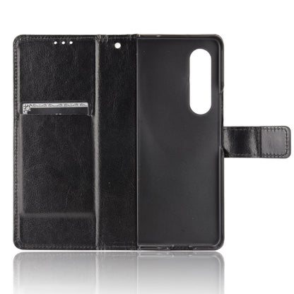 Crazy Horse Texture Leather Wallet Stand Phone Protective Case Cover with Hand Strap for Samsung Galaxy Z Fold3 5G