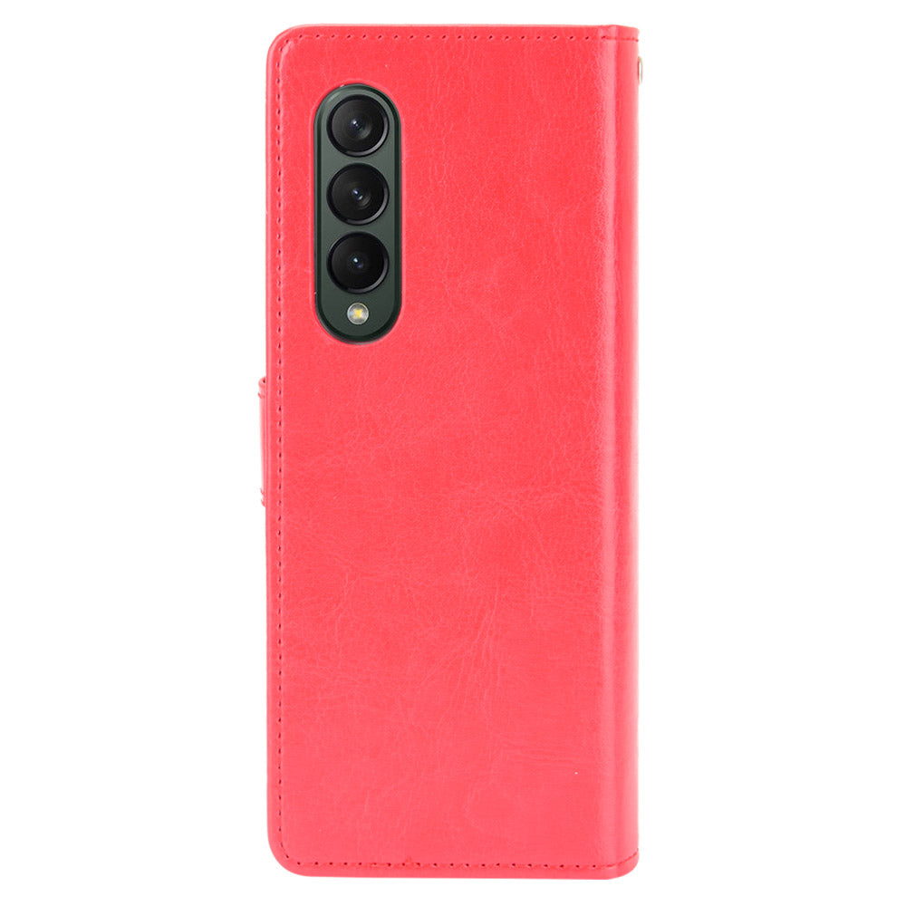 Crazy Horse Texture Leather Wallet Stand Phone Protective Case Cover with Hand Strap for Samsung Galaxy Z Fold3 5G