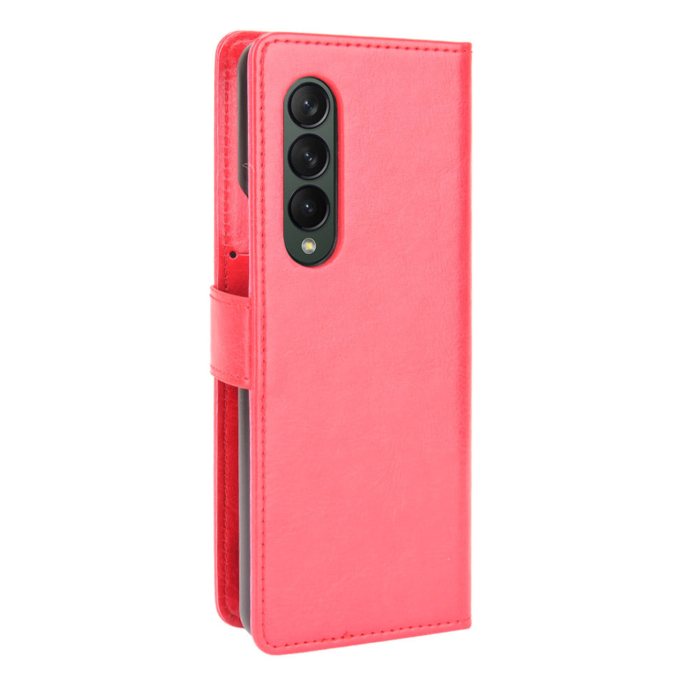 Crazy Horse Texture Leather Wallet Stand Phone Protective Case Cover with Hand Strap for Samsung Galaxy Z Fold3 5G