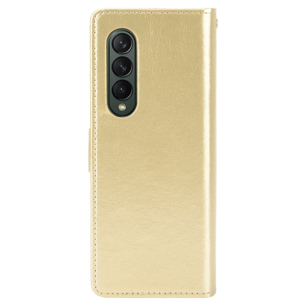 Crazy Horse Texture Leather Wallet Stand Phone Protective Case Cover with Hand Strap for Samsung Galaxy Z Fold3 5G