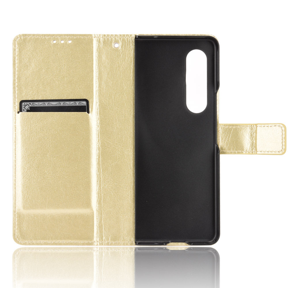 Crazy Horse Texture Leather Wallet Stand Phone Protective Case Cover with Hand Strap for Samsung Galaxy Z Fold3 5G