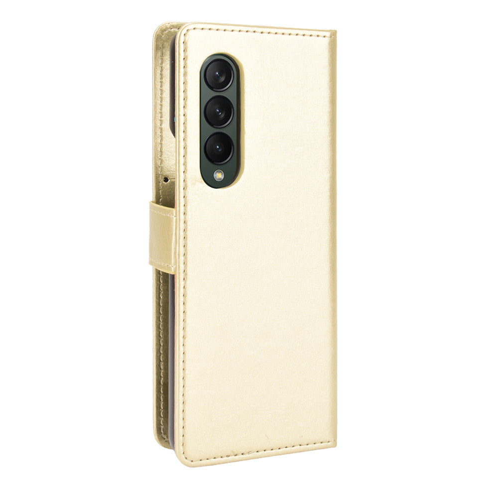 Crazy Horse Texture Leather Wallet Stand Phone Protective Case Cover with Hand Strap for Samsung Galaxy Z Fold3 5G