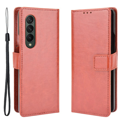 Crazy Horse Texture Leather Wallet Stand Phone Protective Case Cover with Hand Strap for Samsung Galaxy Z Fold3 5G