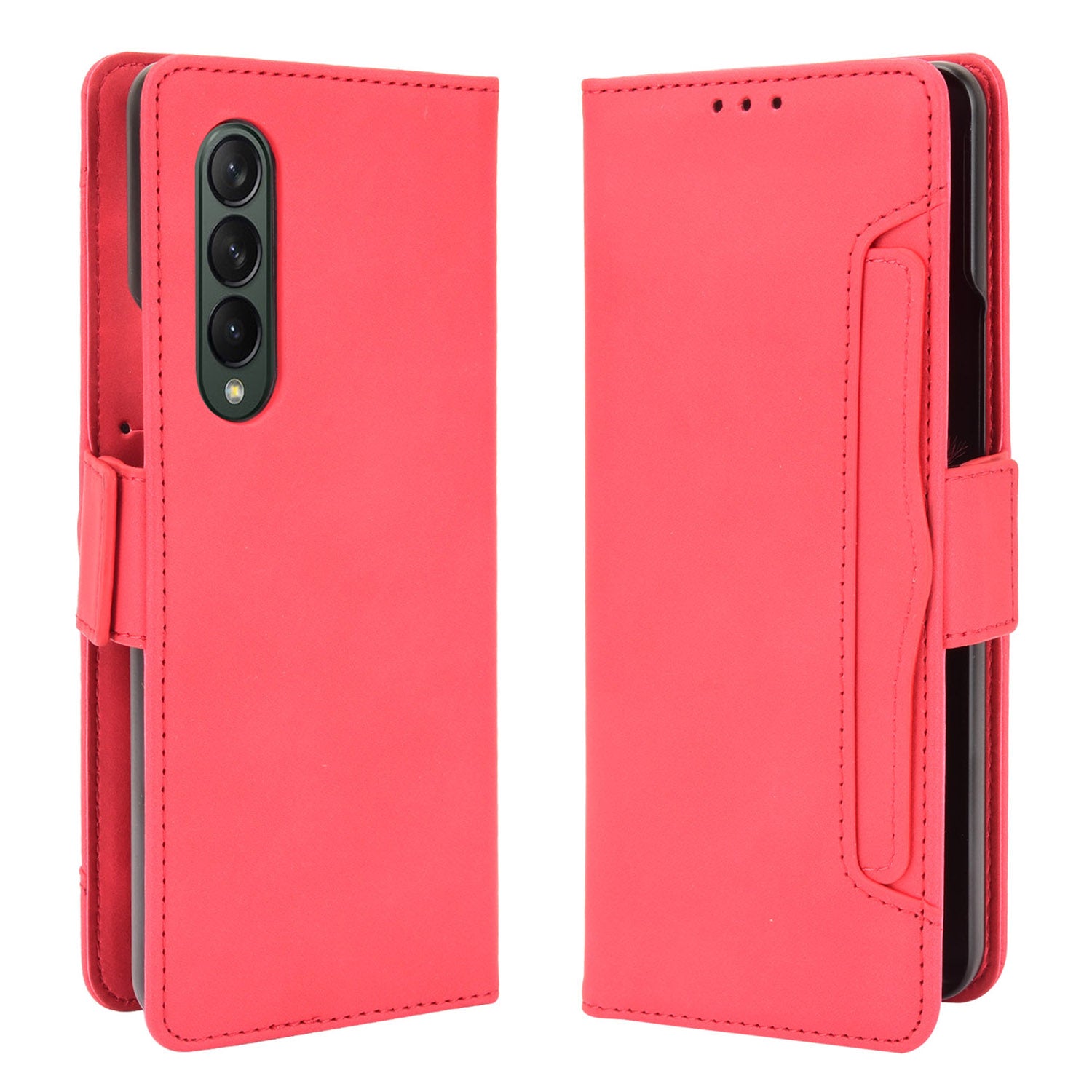 Shockproof Leather Cell Phone Cover Stand Case Shell with Multiple Card Slot for Samsung Galaxy Z Fold3 5G