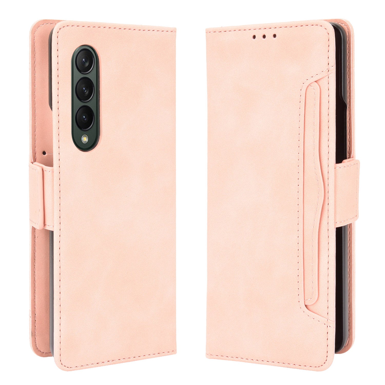 Shockproof Leather Cell Phone Cover Stand Case Shell with Multiple Card Slot for Samsung Galaxy Z Fold3 5G