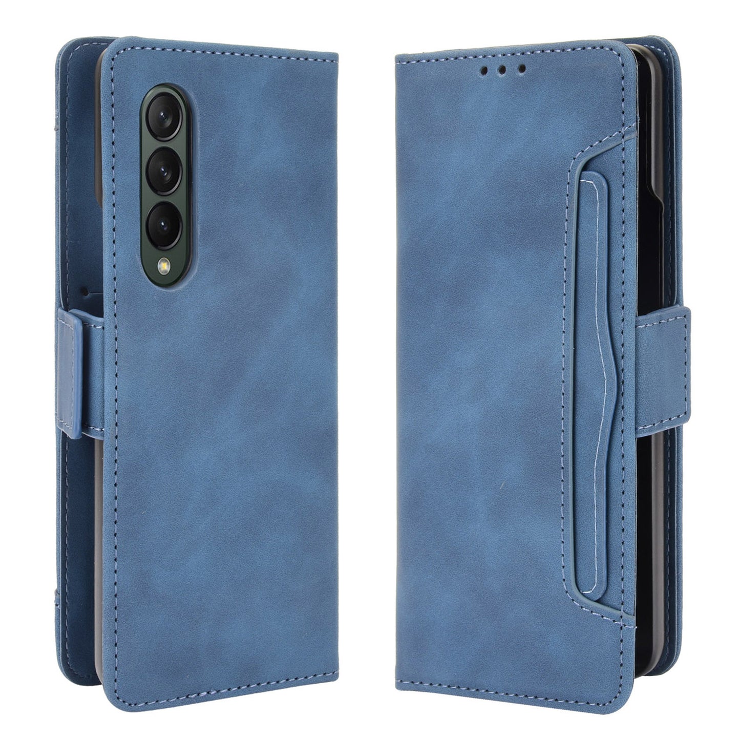 Shockproof Leather Cell Phone Cover Stand Case Shell with Multiple Card Slot for Samsung Galaxy Z Fold3 5G