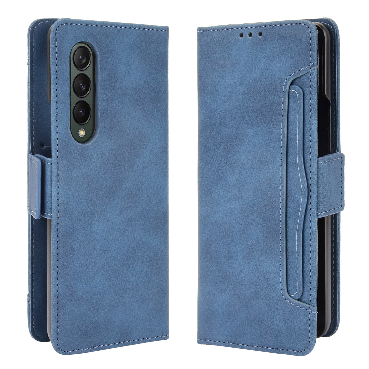 Shockproof Leather Cell Phone Cover Stand Case Shell with Multiple Card Slot for Samsung Galaxy Z Fold3 5G