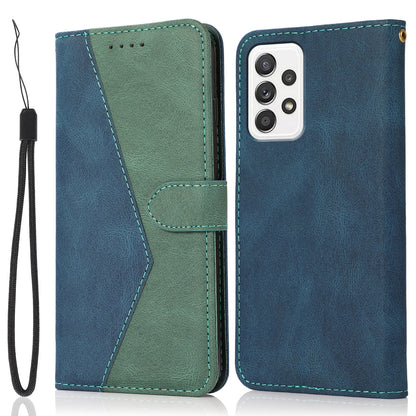 Shockproof Bi-color Splicing Stand Wallet Case Leather Shell for Samsung Galaxy A52s 5G/A52 4G/5G