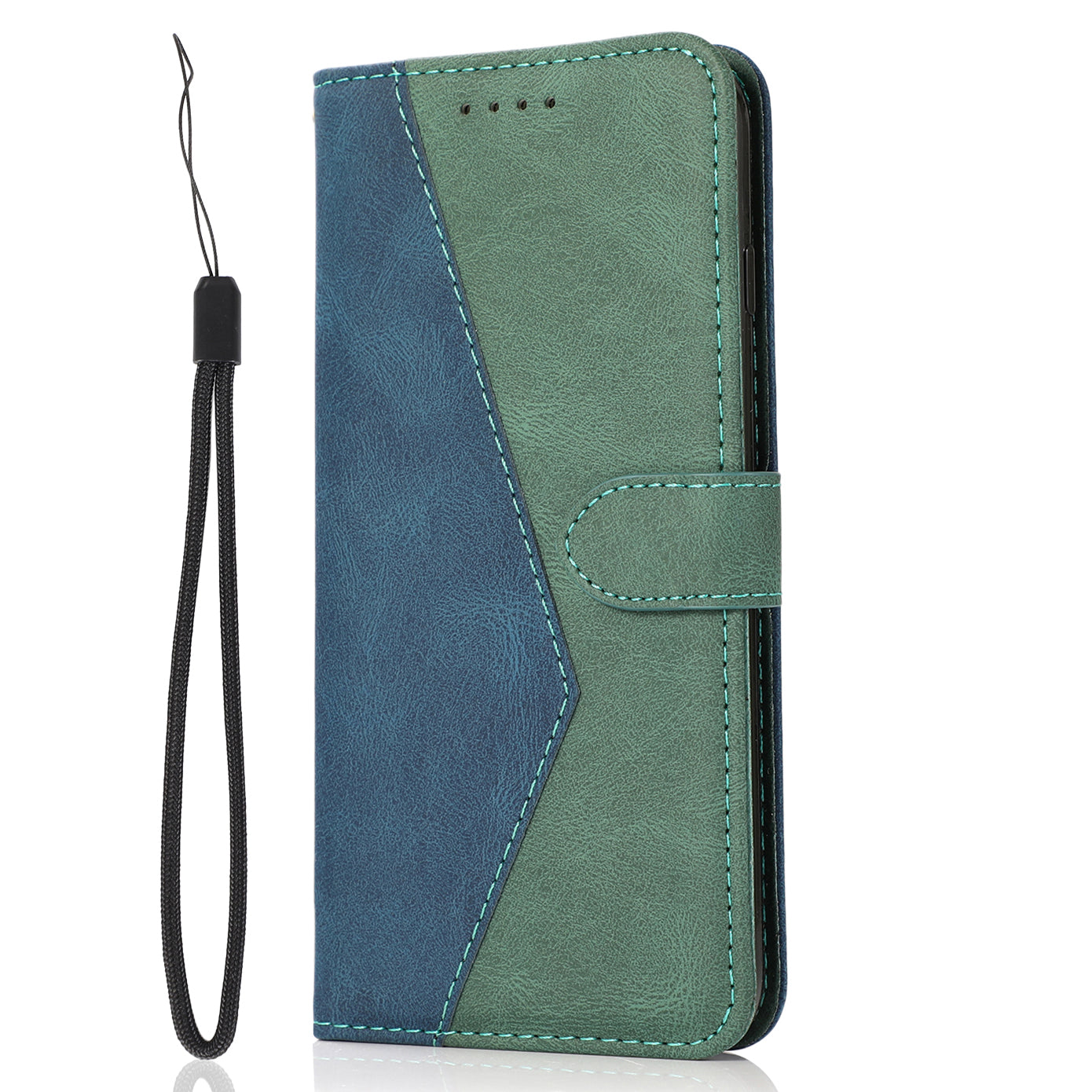 Shockproof Bi-color Splicing Stand Wallet Case Leather Shell for Samsung Galaxy A52s 5G/A52 4G/5G