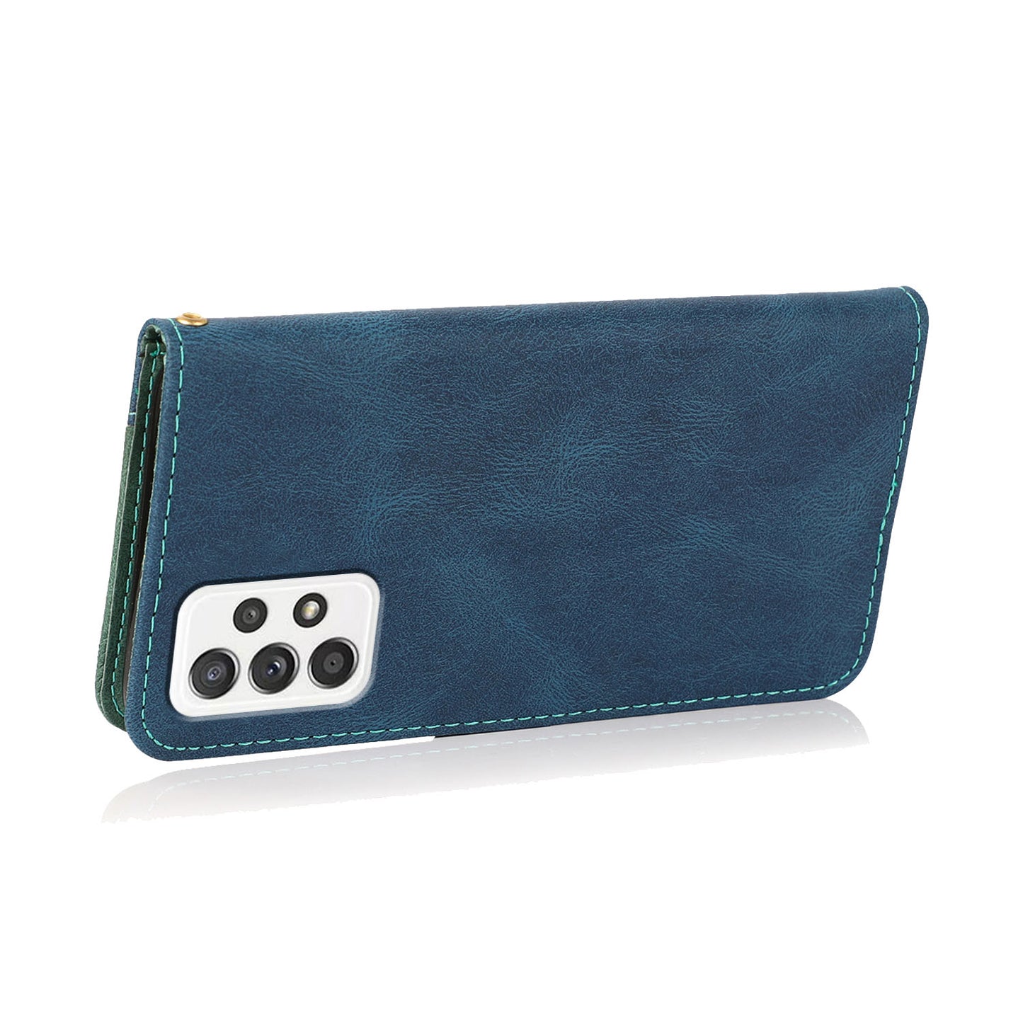 Shockproof Bi-color Splicing Stand Wallet Case Leather Shell for Samsung Galaxy A52s 5G/A52 4G/5G