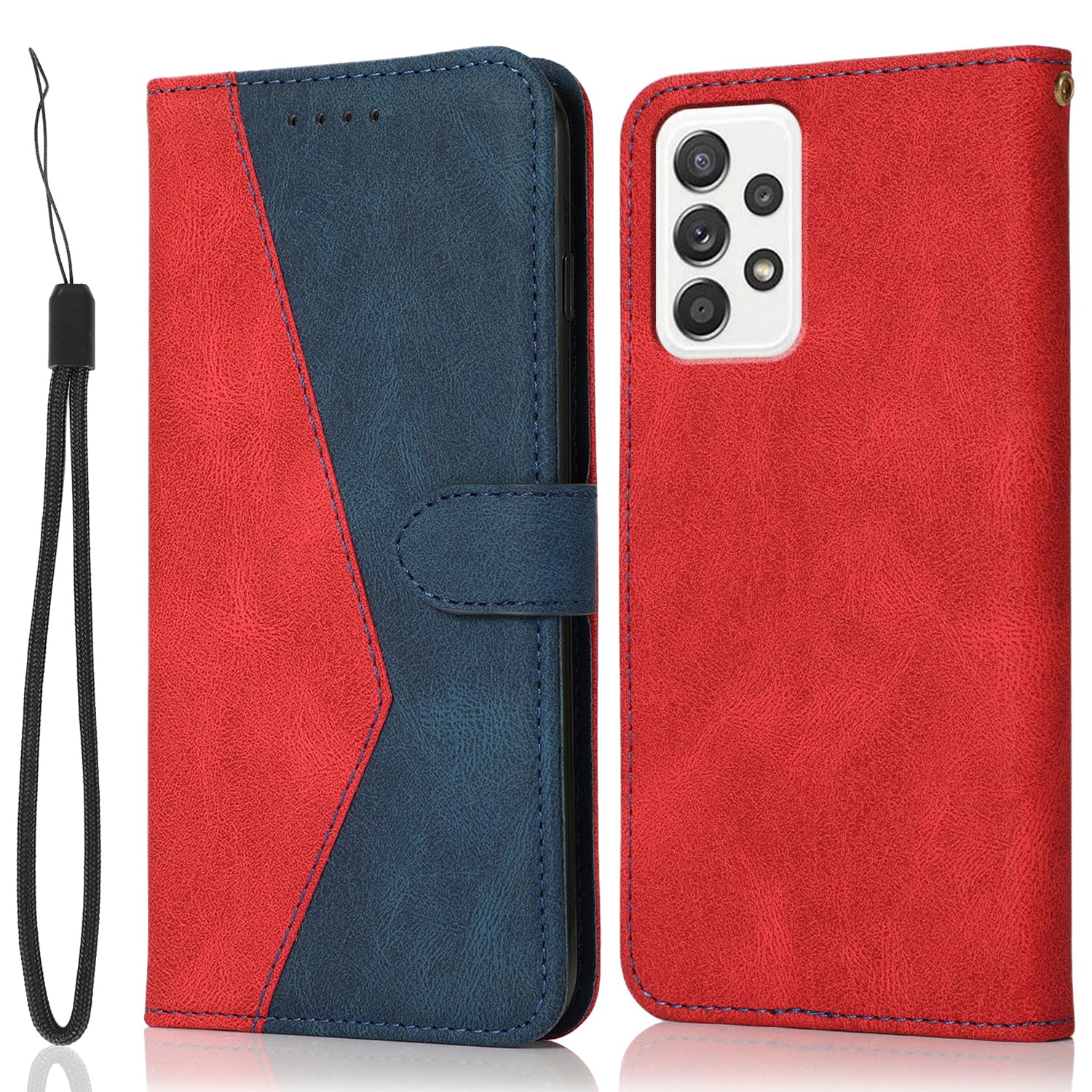 Shockproof Bi-color Splicing Stand Wallet Case Leather Shell for Samsung Galaxy A52s 5G/A52 4G/5G