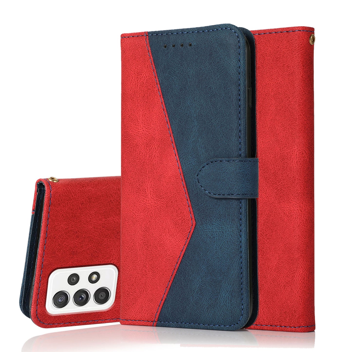 Shockproof Bi-color Splicing Stand Wallet Case Leather Shell for Samsung Galaxy A52s 5G/A52 4G/5G
