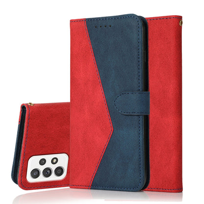 Shockproof Bi-color Splicing Stand Wallet Case Leather Shell for Samsung Galaxy A52s 5G/A52 4G/5G