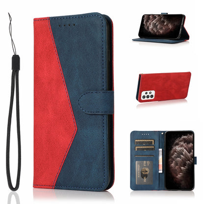 Shockproof Bi-color Splicing Stand Wallet Case Leather Shell for Samsung Galaxy A52s 5G/A52 4G/5G