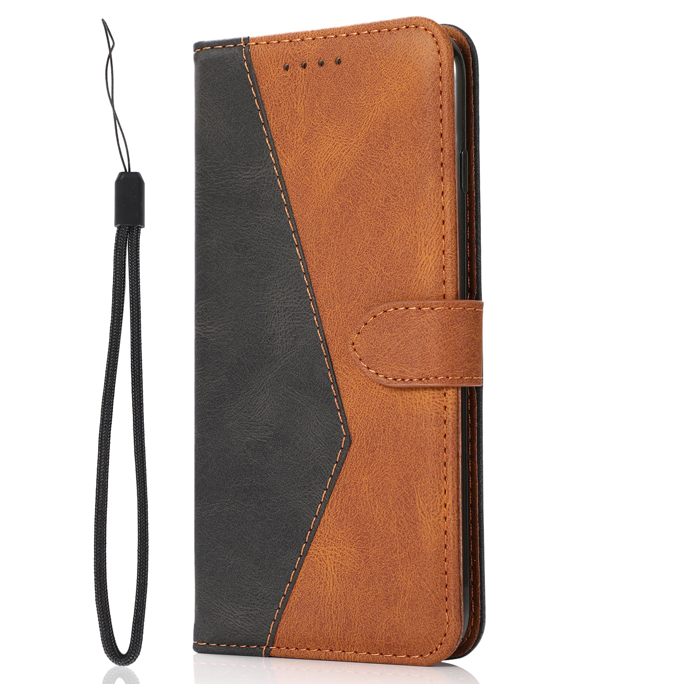 Shockproof Bi-color Splicing Stand Wallet Case Leather Shell for Samsung Galaxy A52s 5G/A52 4G/5G