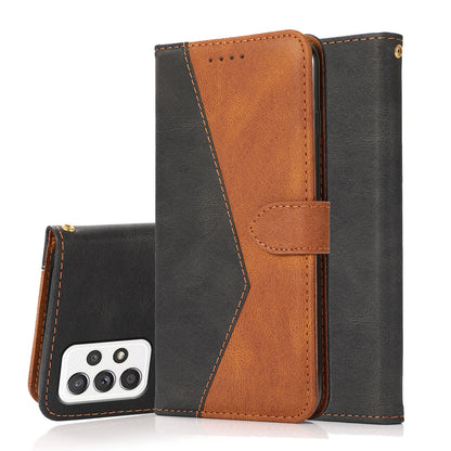 Shockproof Bi-color Splicing Stand Wallet Case Leather Shell for Samsung Galaxy A52s 5G/A52 4G/5G