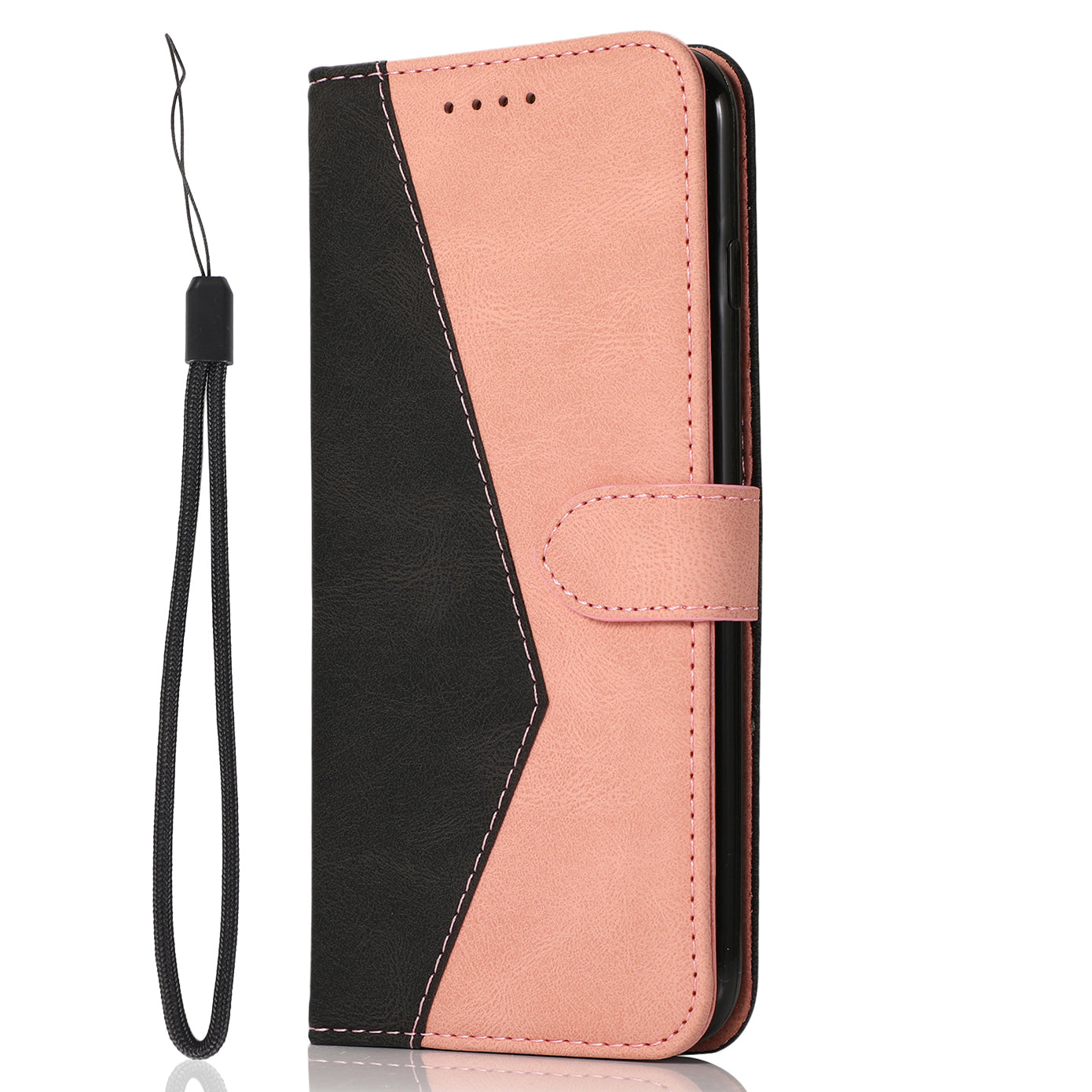 Shockproof Bi-color Splicing Stand Wallet Case Leather Shell for Samsung Galaxy A52s 5G/A52 4G/5G