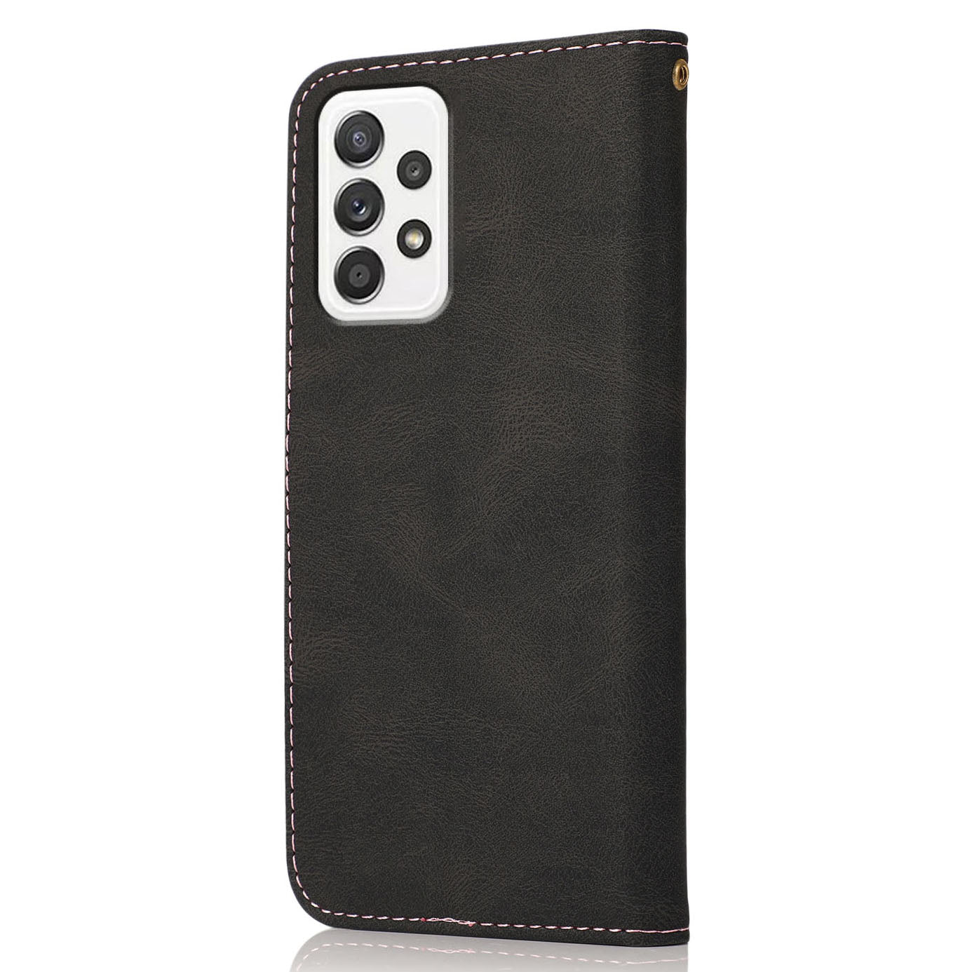 Shockproof Bi-color Splicing Stand Wallet Case Leather Shell for Samsung Galaxy A52s 5G/A52 4G/5G