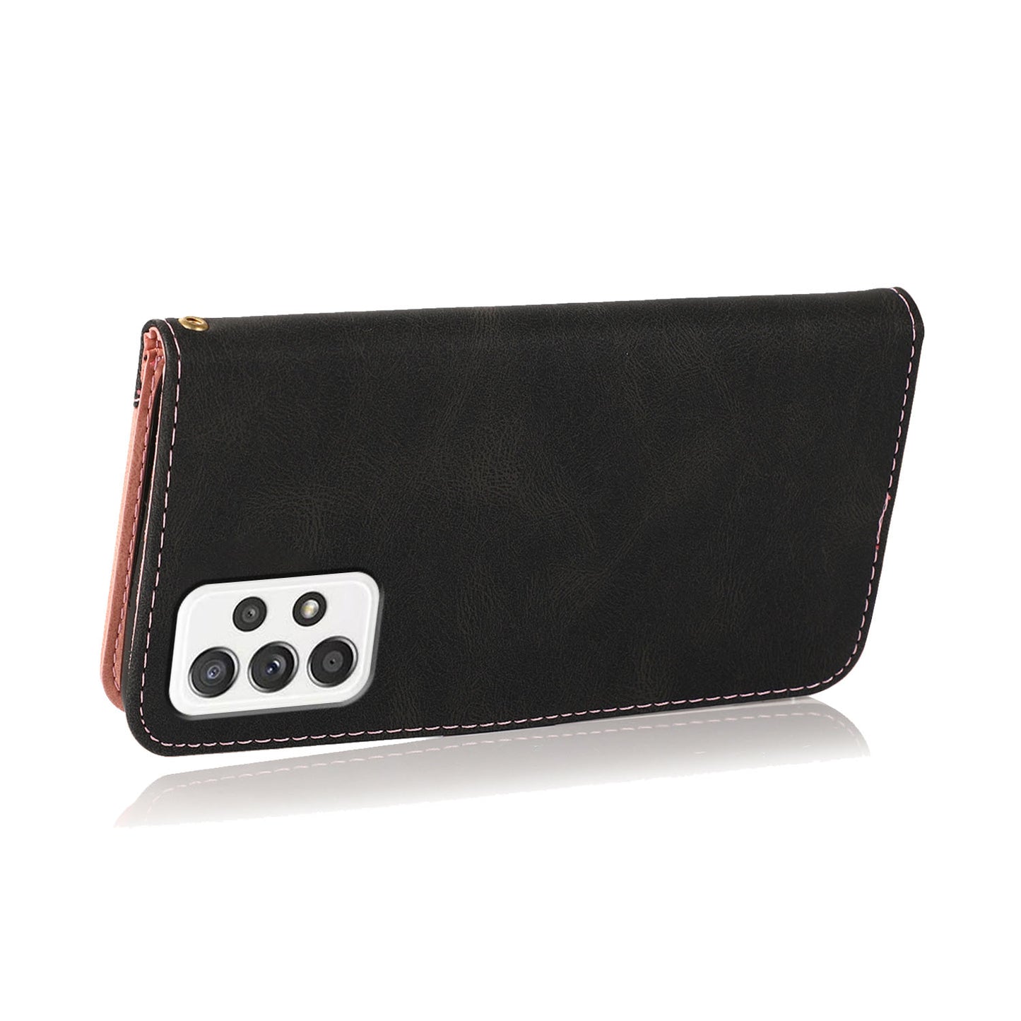 Shockproof Bi-color Splicing Stand Wallet Case Leather Shell for Samsung Galaxy A52s 5G/A52 4G/5G