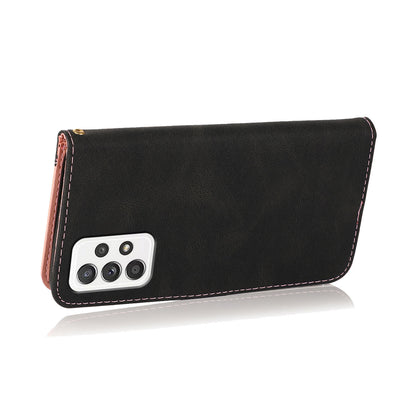 Shockproof Bi-color Splicing Stand Wallet Case Leather Shell for Samsung Galaxy A52s 5G/A52 4G/5G