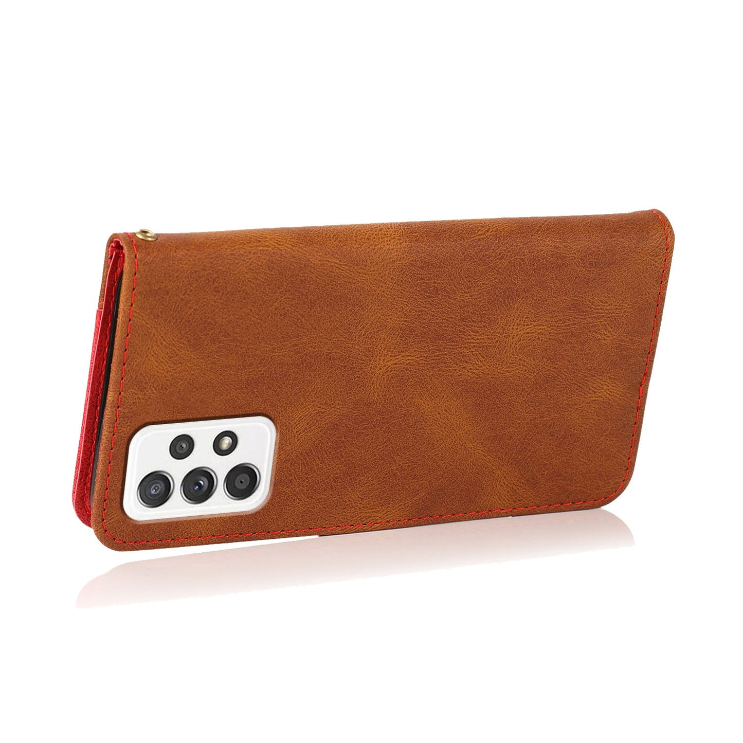 Shockproof Bi-color Splicing Stand Wallet Case Leather Shell for Samsung Galaxy A52s 5G/A52 4G/5G