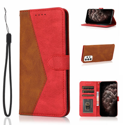 Shockproof Bi-color Splicing Stand Wallet Case Leather Shell for Samsung Galaxy A52s 5G/A52 4G/5G