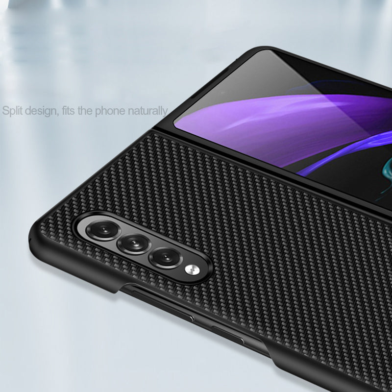 Carbon Fiber Design Slim Thin Shockproof Full Protection PC Phone Case for Samsung Galaxy Z Fold3 5G