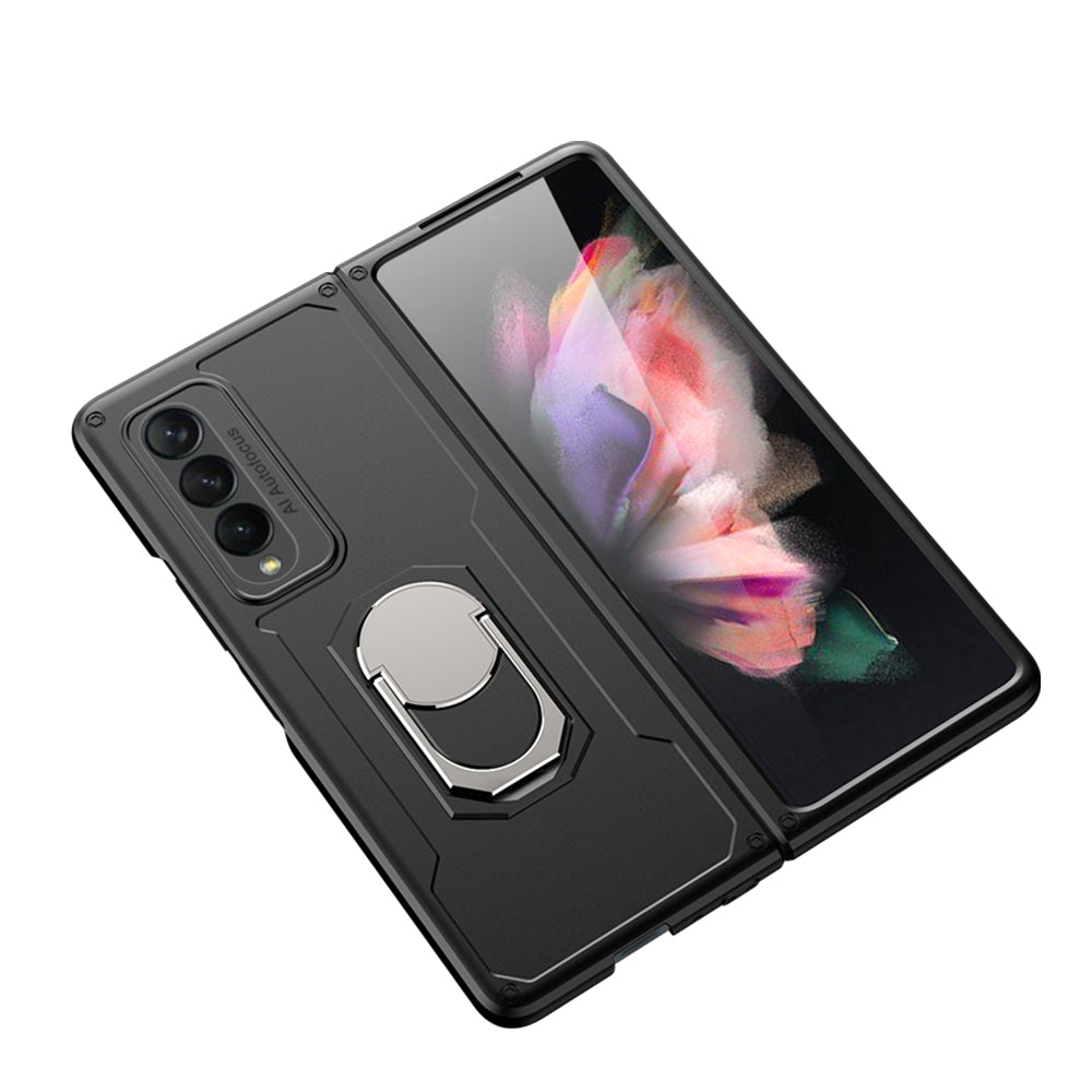 GKK Armour Series Hard PC Phone Case for Samsung Galaxy Z Fold3 5G, Ring Holder Kickstand Folding Cover
