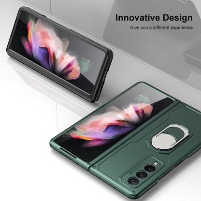 GKK Armour Series Hard PC Phone Case for Samsung Galaxy Z Fold3 5G, Ring Holder Kickstand Folding Cover