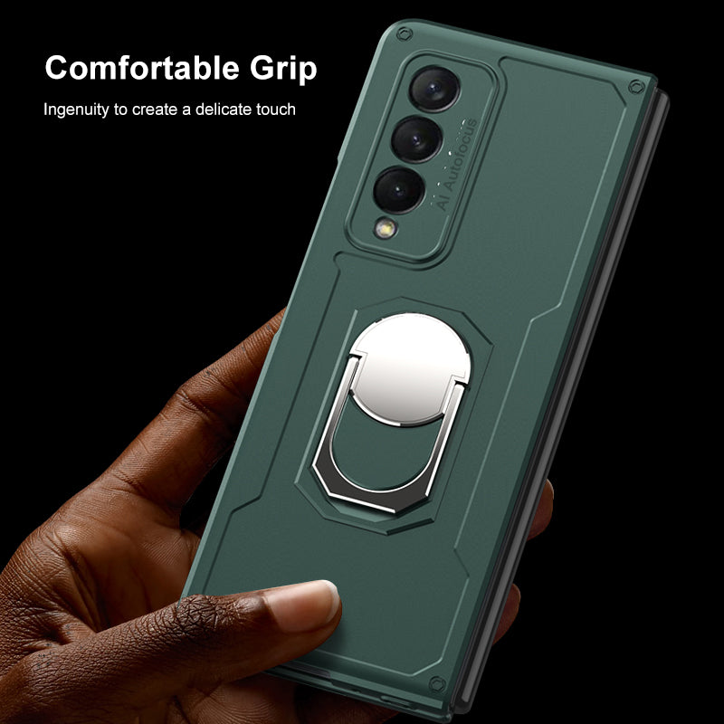 GKK Armour Series Hard PC Phone Case for Samsung Galaxy Z Fold3 5G, Ring Holder Kickstand Folding Cover