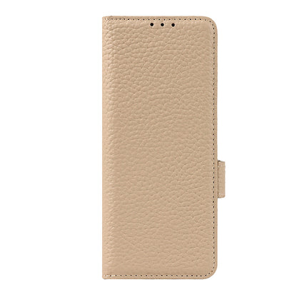 For Samsung Galaxy Z Fold3 5G Litchi Texture Genuine Leather Dual Magnetic Clasp Wallet Stand Phone Case Cover with Pen Slot