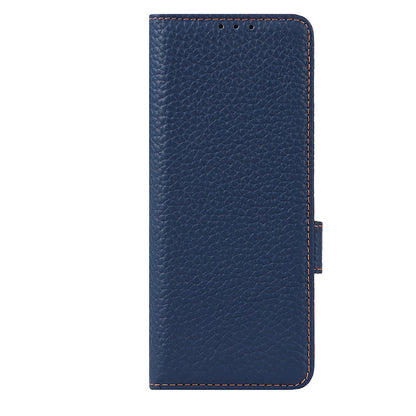 For Samsung Galaxy Z Fold3 5G Litchi Texture Genuine Leather Dual Magnetic Clasp Wallet Stand Phone Case Cover with Pen Slot