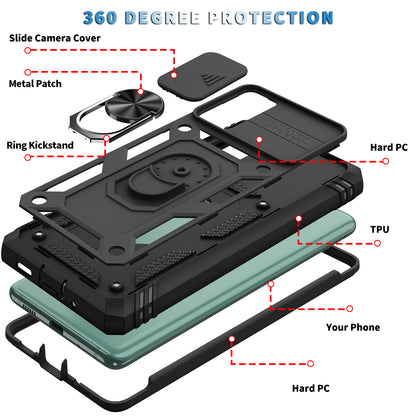 Camera Slider Design 3-in-1 TPU + PC + Metal Phone Cover Case for Samsung Galaxy S20 FE 2022/S20 FE 4G/S20 FE 5G/S20 Lite
