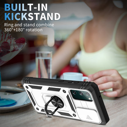 Camera Slider Design 3-in-1 TPU + PC + Metal Phone Cover Case for Samsung Galaxy S20 FE 2022/S20 FE 4G/S20 FE 5G/S20 Lite