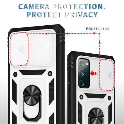 Camera Slider Design 3-in-1 TPU + PC + Metal Phone Cover Case for Samsung Galaxy S20 FE 2022/S20 FE 4G/S20 FE 5G/S20 Lite