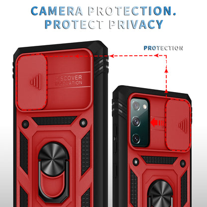 Camera Slider Design 3-in-1 TPU + PC + Metal Phone Cover Case for Samsung Galaxy S20 FE 2022/S20 FE 4G/S20 FE 5G/S20 Lite
