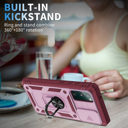 Camera Slider Design 3-in-1 TPU + PC + Metal Phone Cover Case for Samsung Galaxy S20 FE 2022/S20 FE 4G/S20 FE 5G/S20 Lite