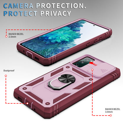 Camera Slider Design 3-in-1 TPU + PC + Metal Phone Cover Case for Samsung Galaxy S20 FE 2022/S20 FE 4G/S20 FE 5G/S20 Lite
