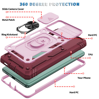 Camera Slider Design 3-in-1 TPU + PC + Metal Phone Cover Case for Samsung Galaxy S20 FE 2022/S20 FE 4G/S20 FE 5G/S20 Lite