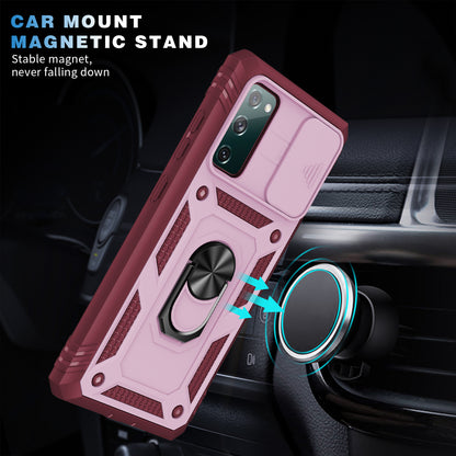 Camera Slider Design 3-in-1 TPU + PC + Metal Phone Cover Case for Samsung Galaxy S20 FE 2022/S20 FE 4G/S20 FE 5G/S20 Lite