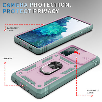Camera Slider Design 3-in-1 TPU + PC + Metal Phone Cover Case for Samsung Galaxy S20 FE 2022/S20 FE 4G/S20 FE 5G/S20 Lite