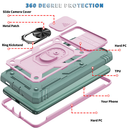 Camera Slider Design 3-in-1 TPU + PC + Metal Phone Cover Case for Samsung Galaxy S20 FE 2022/S20 FE 4G/S20 FE 5G/S20 Lite