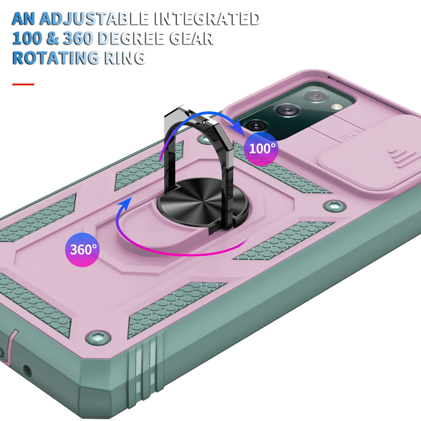 Camera Slider Design 3-in-1 TPU + PC + Metal Phone Cover Case for Samsung Galaxy S20 FE 2022/S20 FE 4G/S20 FE 5G/S20 Lite