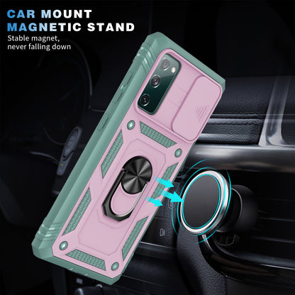Camera Slider Design 3-in-1 TPU + PC + Metal Phone Cover Case for Samsung Galaxy S20 FE 2022/S20 FE 4G/S20 FE 5G/S20 Lite