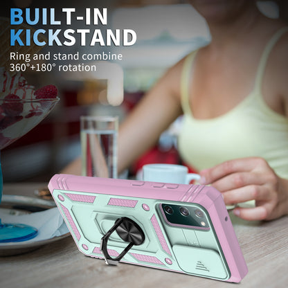 Camera Slider Design 3-in-1 TPU + PC + Metal Phone Cover Case for Samsung Galaxy S20 FE 2022/S20 FE 4G/S20 FE 5G/S20 Lite