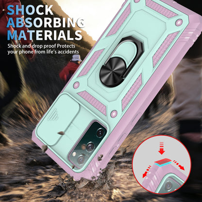 Camera Slider Design 3-in-1 TPU + PC + Metal Phone Cover Case for Samsung Galaxy S20 FE 2022/S20 FE 4G/S20 FE 5G/S20 Lite